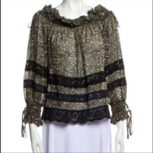 R/R Studio Silk Floral Print Blouse Size XSmall